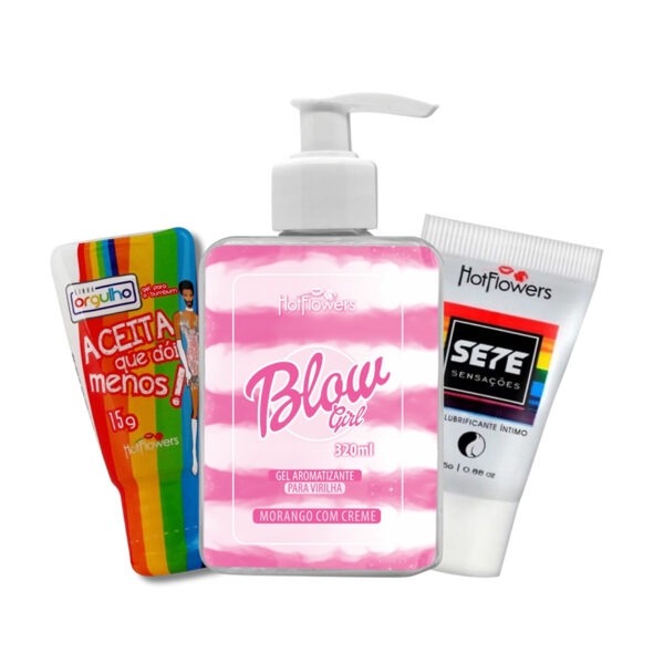 Kit Blow Gel Aromatizante com 7 Sensações e Gel Aceita que dói menos